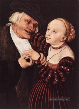  cranach - Alter Mann und junge Frau Renaissance Lucas Cranach der Ältere